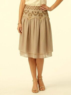 Kenzie Embellished Waistband Silk Skirt- Sz. 10